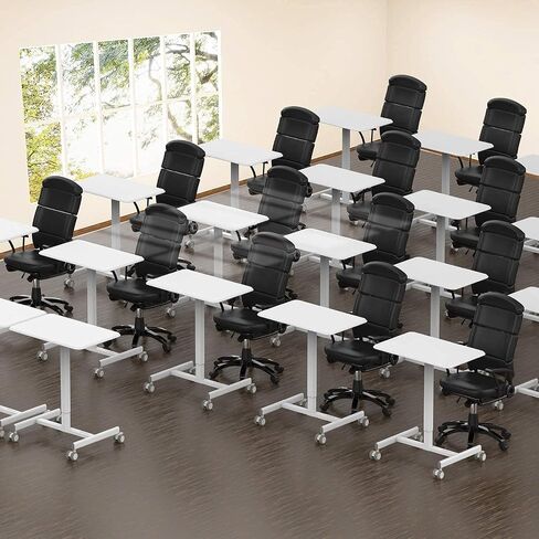 Mobile Laptop Desk, Small Mobile Standing Desk Adjustable Height Mobile Desk Rolling Cart Ergonomic Table, Portable Standing Desk with Pneumatic Height Adjustments, Height Adj from 28.7'' to 43''BK in Saudi Arabia