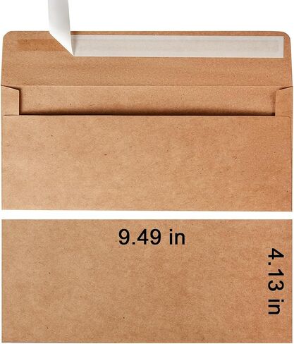 50 Pack #10 Business Envelopes Self Seal 4x9 Standard Envelopes for Business, Invoices, Letter Mailing, 4 1/8 x 9 1/2 Inches (Cream Color, 4.13 x 9.49) in Kuwait