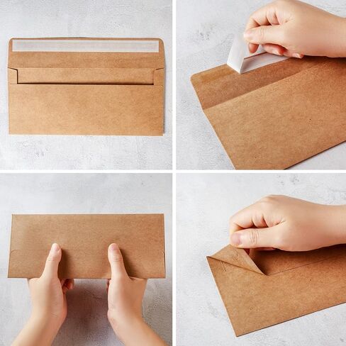 50 Pack #10 Business Envelopes Self Seal 4x9 Standard Envelopes for Business, Invoices, Letter Mailing, 4 1/8 x 9 1/2 Inches (Cream Color, 4.13 x 9.49) in Kuwait