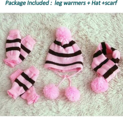 ANIAC 6 PCS Winter Knitted Dog Hat Scarf and Leg Warmer Set Puppy Warm knitting Hat with Ear Holes Pet Pompom Cap & Collar Christmas Costume Suit for Cats Small Dogs (X-Small, Pink) in Saudi Arabia