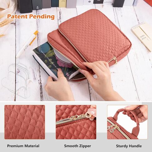 Book Sleeve with Zipper Book Pouch,Quilted Book Carrier, Book Covers for Book Lovers,Multi-pocket Book Protector Case for Hardcover,Book Accessories, Bible Bags for Bible Study Supplies, AA Books in Saudi Arabia