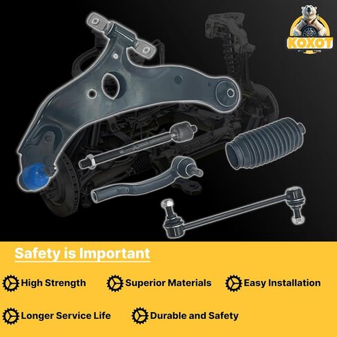 10pc Front End Suspension Kit for Toyota Sienna 2004-2010, 2 Lower Control Arms MS86169 MS86170 with Ball Joints, 2 Sway Bars, 4 Outer/Inner Tie Rods, 2 Boots Bellows Replacement in Saudi Arabia
