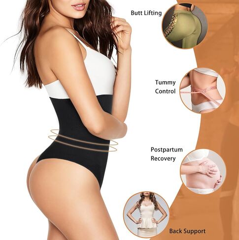 Thong Shapewear for Women Tummy Control Panties 3 In 1 Seamless Slim Body Shaper High Waist Underwear in Saudi Arabia