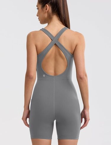 Womens Yoga Jumpsuits Workout One Piece Rompers with Pockets Bodycon Backless Bodysuits Padded in Kuwait