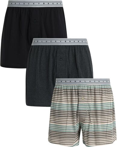 Lucky Brand Men's Boxer Shorts – 3 Pack Knitted Mens Underwear Boxers with Functional Fly - Classic Boxers for Men (S-XL) in Saudi Arabia
