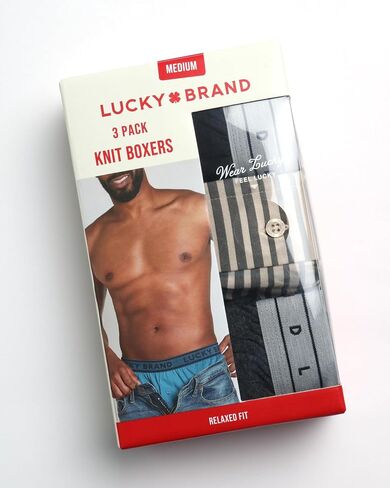 Lucky Brand Men's Boxer Shorts – 3 Pack Knitted Mens Underwear Boxers with Functional Fly - Classic Boxers for Men (S-XL) in Saudi Arabia