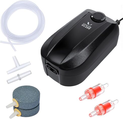 Uniclife Aquarium Air Pump Dual Outlet Fish Tank Aerator with Accessories for 5-200 Gallon Tank in Kuwait