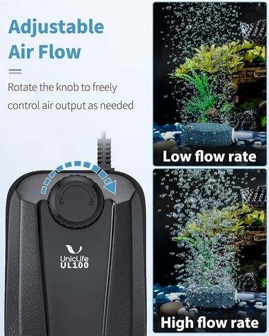 Uniclife Aquarium Air Pump Dual Outlet Fish Tank Aerator with Accessories for 5-200 Gallon Tank in Kuwait