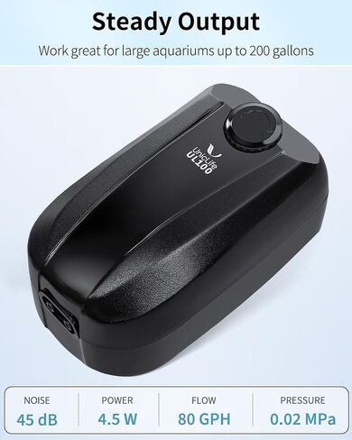 Uniclife Aquarium Air Pump Dual Outlet Fish Tank Aerator with Accessories for 5-200 Gallon Tank in Kuwait