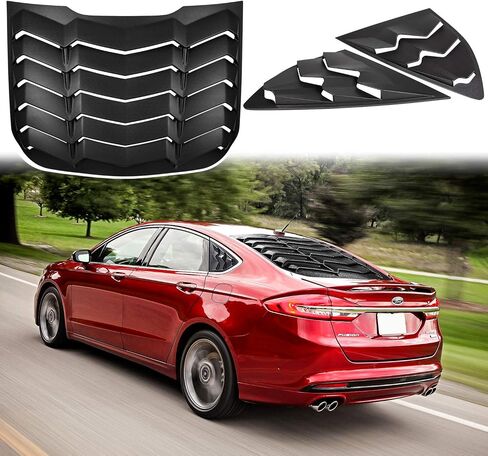 Rear & Side Window Louvers Windshield Sunshade Covers for 2013-2020 Ford Fusion S, SE, S Hybrid, Hybrid SE, Titanium, Hybrid Titanium, Energi SE, Energi Titanium in GT Lambo Style ABS Matte Black in Saudi Arabia