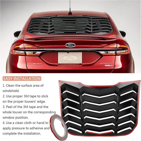 Rear & Side Window Louvers Windshield Sunshade Covers for 2013-2020 Ford Fusion S, SE, S Hybrid, Hybrid SE, Titanium, Hybrid Titanium, Energi SE, Energi Titanium in GT Lambo Style ABS Matte Black in Saudi Arabia