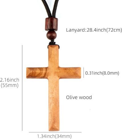 Wooden Cross Necklace Keychain Set of 2, Walnut Olive Wood Cross Keyring Pendant Gift for Men Women in Saudi Arabia