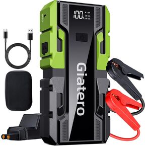 001B 6000A Portable Car Jump Starter - Jump Start Box Battery Pack for Motorcycle- 12 Volt Battery Booster with Flashlight and Type-C Cables (Up to 12L Gas/12L Diesel)
