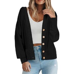 Zeagoo Women's Cardigan 2024 Fall Winter Open Front Oversized Button V Neck Loose Soft Knit Sweater