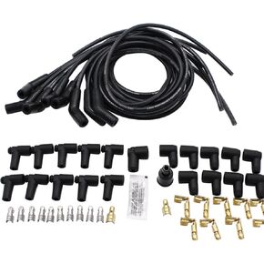 1 Set SHLPDFM Spark Plug Wires 8.5mm BlACK Universal 135/45 Degree Hei Spark Plug Wires Compatible with Chevy Ford Mopar BBC