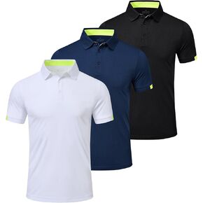 Mens Polo Shirts Short Sleeve Golf Polo T shirts Lightweight Quick-Dry Sports Polo Shirts for Men 3 Pack