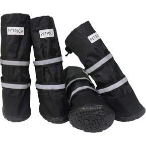 Dog Boots Waterproof Shoes Snow Shoes with Reflective Rugged Anti-Slip Sole,Warm Lining Nonslip Rubber Sole for Snow Winter, 2 Pairs