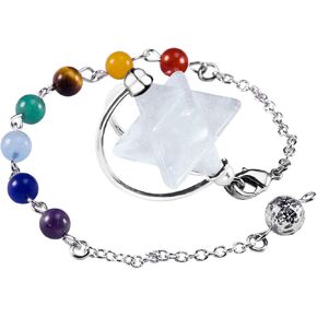 TUMBEELLUWA Merkaba Pendulum Stone 7 Chakra Reiki Healing Crystal Pendant Dowsing Divination