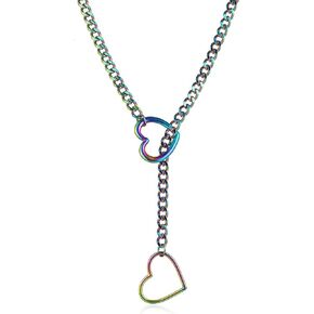 Heart Slip Chain Necklace for Women Heart O-ring Slip Chain Choker Pull Chain Necklaces Long Gothic Chain Necklace Adjustable Lariat Y-Necklace Trendy Stuff