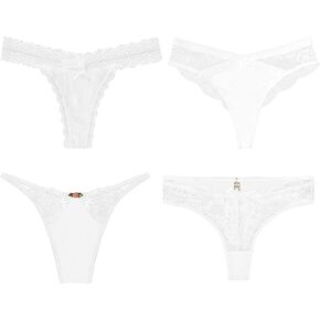 Lace Thongs for Women Comfort and Breathable Thong Panties Women's Underwear Pack Sexy Cheeky Bikinis Panties