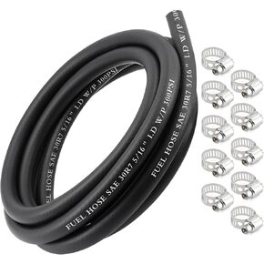 3/8 inch,10 Ft Fuel Line Hose Push Lock NBR Rubber SAE 30R7 300PSI,10 pcs 13-19 Clamps,for Automotive Fuel Systems Engines