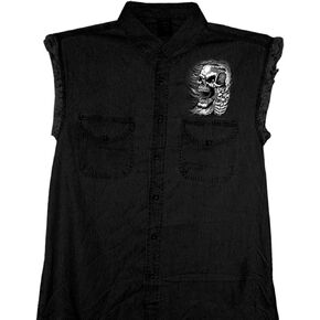 Hot Leathers Black Assassin Sleeveless Denim Shirt