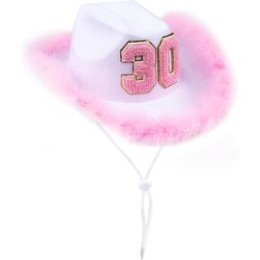 JUSTOTRY 30th Birthday Cowboy Hat, 30th Birthday Outfit Gifts for Women Cowgirl Hats Decorations