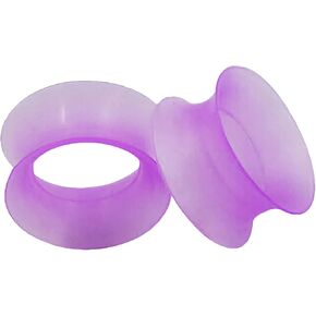 Pair 1-1/4" (32MM) PURPLE SILICONE EARSKIN TUNNELS Double Flare Gauges Super Ultra Thin Soft Flexible Flesh Plugs (2pcs)