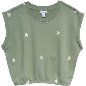 Splendid Girls' Olive Short Sleeve Half Zip Sweatshirt
