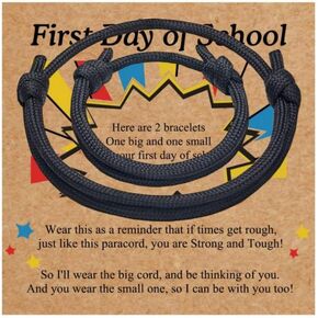 2-3Pcs First Day of School Knit Rope Bracelet Love Between Mother/Father/Mama and Daughter/Son/Me Back To Scool Gifts Protection Anxiety Relief Colorful Nylon Woven Bracelet With Message Card