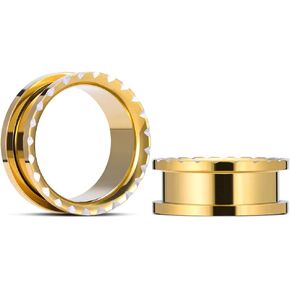 COOEAR Stainless Steel Screw Back Plugs and Tunnels Pulley Horn Mouth Ear Expansion Size 0g to 1 Inch.