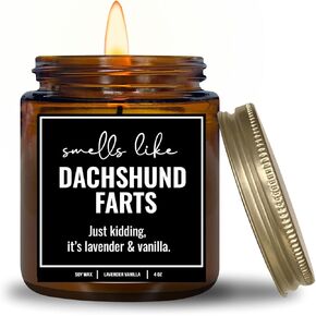YouNique Designs, Dachshund Candle, 4 Oz, Dachshund Gifts for Women, Weiner Dog Gifts, Daschund, Wiener Dog, Daushaund, Dashound, All Natural Soy Vegan Aromatherapy Candles (Lavender&VanillaA 4oz)