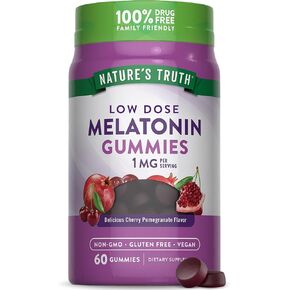 Nature's Truth Melatonin Gummies | 1mg | 60 Count | Cherry Pomegranate Flavor | Vegan, Non-GMO & Gluten Free Supplement