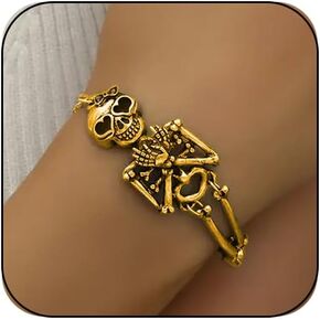 Gothic Skull Skeleton Bracelet for Women Halloween Skeleton Cuff Bangle Bracelets Punk Biker Skull Bracelet Goth Jewelry Scary Halloween Outfits Accessories