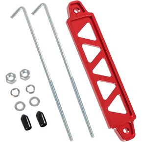 Battery Hold Down Bracket, Aluminum Alloy Battery Tie Down Bracket with Stainless Steel J bolts(Black,10 inch bolts)
