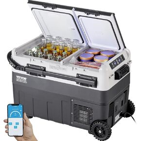VEVOR Portable Car Refrigerator, 12 Volt Car Refrigerator Fridge, 50 L / 52.8 QT Dual Zone Portable Freezer, -4℉-68℉ Adjustable Temperature, Compressor Cooler for Home, Outdoor, Camping, RV, Car in Saudi Arabia