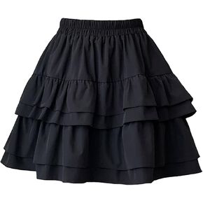 Women's Ruffle Layered Skirt Flowy High Waisted Flared Hem Cute Skirts Summer
