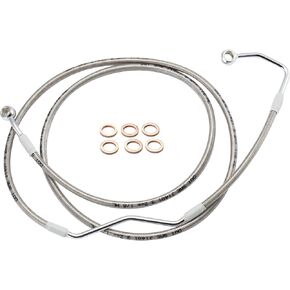 Extended Front Brake Line 14" Handlebar Extension Brake Hose for Harley 2008-2013 Touring Road King/Road Glide/Street Glide/Electra Glide with ABS,Stainless Steel Braided Brake Cables, Silver