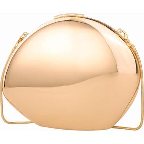YYW Women Evening Handbag Metal Design Small Silver Clucth Purse Acrylic Shoulder Bag for Party Prom
