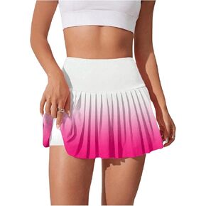 Milumia Women's Ombre Print Pleated Tennis Skirts with Shorts High Waist Athletic Skorts