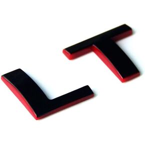 1x OEM LT Letter Nameplate Emblem Badge Compatible with Silverado Sierra Tahoe Suburban Glossy (2007-2018 Black)