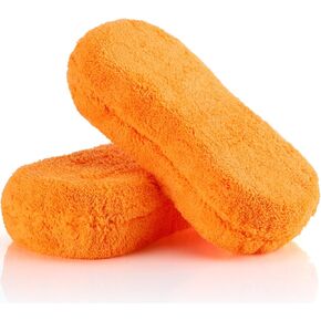2 Pack Large Microfiber Car Wash Sponge for Car Cleaning, Non Scratch Car Sponges for Washing Microfiber Car Wash Supplies for Cars, Trucks and Motorcycles (Orange)