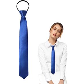 Womens Tie, Pre Tied Black/Red Ties for Women Adjustable Zipper Womens Necktie