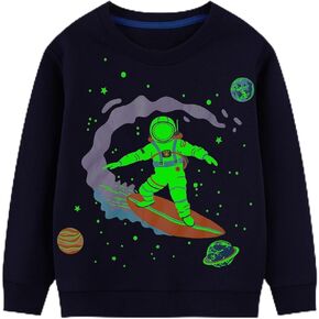 HILEELANG الصبي بلوزات هالوين عيد الميلاد الجدة يتوهج في الظلام Crewneck البلوز القطن الجرافيك القمم سترة قمصان