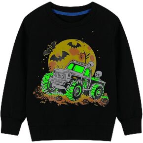 HILEELANG Boy Sweatshirts Halloween Christmas Novelty Glow in the Dark Crewneck Pullover Cotton Graphic Tops Sweater Shirts