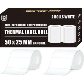 M120 Labels, FNSKU 2" x 1" UPC Barcode Labels Address Labels Compitable for Phomemo Label Printer M110 M220 M200 M120 M221 Print Master Labels Refill SUPVAN T50m Pro CLABEL 221B 50x25 mm 2 Rolls White