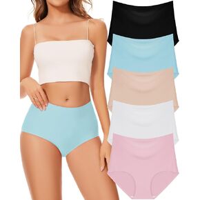 Sunm Boutique High Waisted Seamless Underwear for Women Full Coverage Womens Underwear Briefs Sexy No Show Panties Hipster