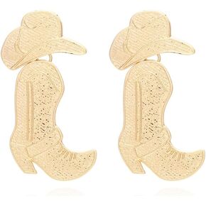 Western Cowgirl Dangle Earrings Cowboy Boot Earrings Gold Plated Boot Dangle Earrings Texas Boots Spur Drop Earring Enamel Western Jewelry Gift for Girls Women