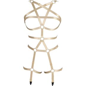 Sexy Women Harness Halter Pentagram Body Harness Bra Caged set Gothic