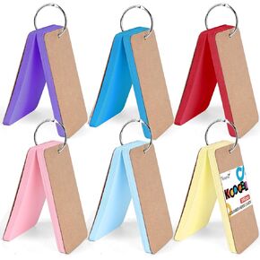 Koogel 300PCS Colored Index Cards with Rings, 3x5 Study Cards Flash Cards Notecards 6 Colors Arc Corner for School Office Supplies